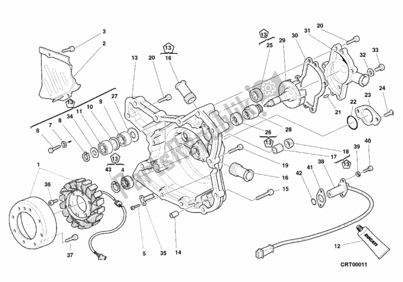Alle onderdelen voor de Generatorafdekking - Waterpomp van de Ducati Superbike 748 S 2000
